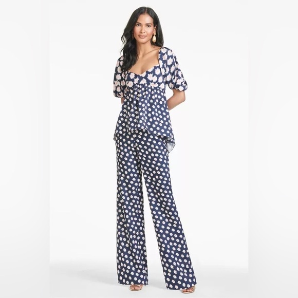 New! Sachin & Babi Lyra Baby Doll Top in Blue & Pink Ikat Floral 🌸 sz 0 NWT! - Picture 7 of 14